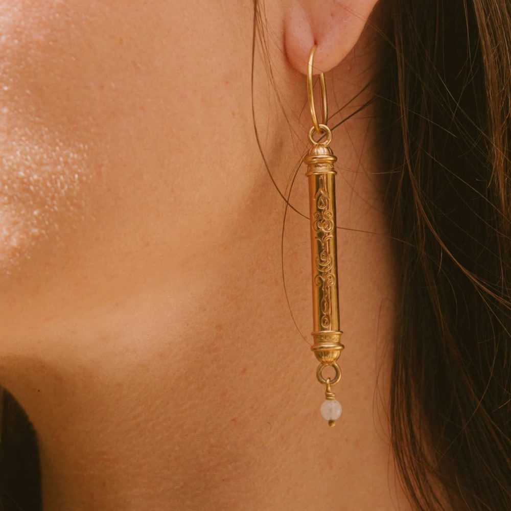 Nekala Bijoux Boucles d'oreilles ATNA ethniques inspirations culturelles symbolique civilisations histoire art antique moderne ancien vermeil or argent massif bijoux précieux éthiques durables fait main détail